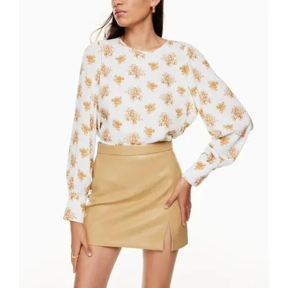 ARITZIA Clarissa Blouse Snowmelt Maplewood Gold Floral White Plus Size 2X NWT - Picture 1 of 12